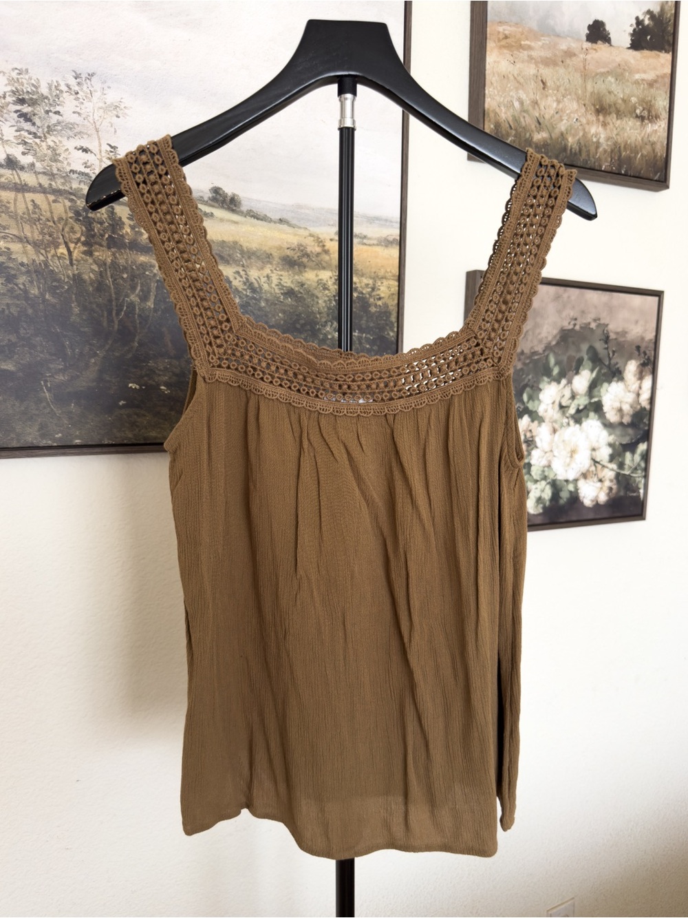 Market & Spruce Bohemian Style Crochet-Trim Tank Top